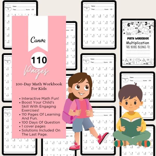 100-Day Math Workbook For Kids